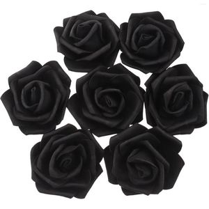 Fleurs décoratives 100 pcs Têtes de rose artificielles Roses noires bouquet en vrac Bouquet fausse artisanat fausse mariée