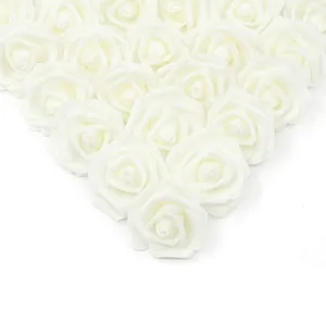 Fleurs décoratives 100 Pcs Artificielle Rose Têtes De Fleurs Real Look Mousse Faux Roses Pour DIY Mariage Baby Shower Tables De Fête Maison