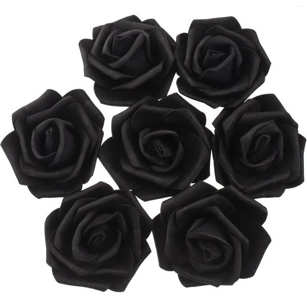 Fleurs décoratives 100 pièces pétales de Rose artificielles fausse tête fleur décorer Faux pour l'artisanat Roses noires têtes en vrac mariée