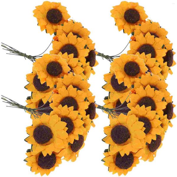 Flores decorativas 100 piezas Ramo de boda artificial Suministros para fiestas Bebé Decoraciones de mesa de verano Mariposas de girasol para ramos