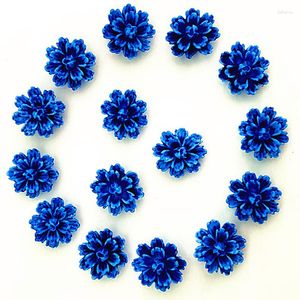 Decoratieve bloemen 100 st. Blauwe DlY hars roos bloem plaksteen appliques voor telefoon/bruiloft ambacht