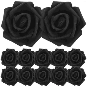 Fleurs décoratives 100 pcs Bouquet Bride Artificiel Rose Fake Flower Head Black Accessories Noir Decau