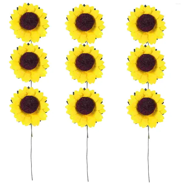 Flores decorativas 100 piezas Regalos de dama de honor Girasol simulado Simulación romántica Cabezas DIY Papel Artificial Falso