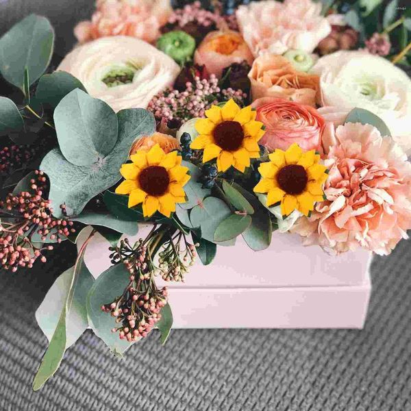 Fleurs décoratives 100 pièces boîte à bonbons simulé tournesol faveurs de mariage papier Bouquet festif cadeau