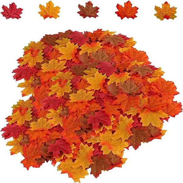 Fleurs décoratives 100 pcs Fausse feuilles d'automne fausse décoration érable artificiel pour la fête de mariage et décor de Thanksgiving