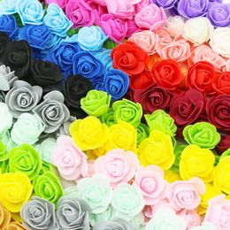 Fleurs décoratives 100 PCS PE mousse Roses têtes de fleurs artificielles mariage mariée Bouquet décoration de la maison bricolage à la main couronnes fête de fête