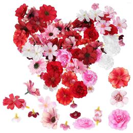 Decoratieve bloemen 100 stuks pruimenhoofd bruiloft decor rode rozen kunstmatige bulk zijden hoofden voor ambachten
