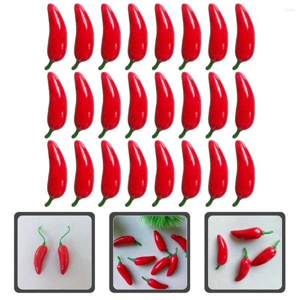 Fleurs décoratives 100 pcs Red Chili Ornement de poivre artificiel