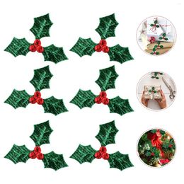 Fleurs décoratives 100 pièces le cadeau feuille applique noël artisanat sac à dos patchs houx coudre sur baie artificielle broderie verdure pour