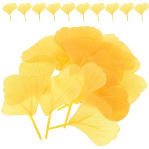 Fleurs décoratives 100 pcs jaunes vigne artificielle Morning Glory Decor Ginkgo feuilles fausse feuilles de fête