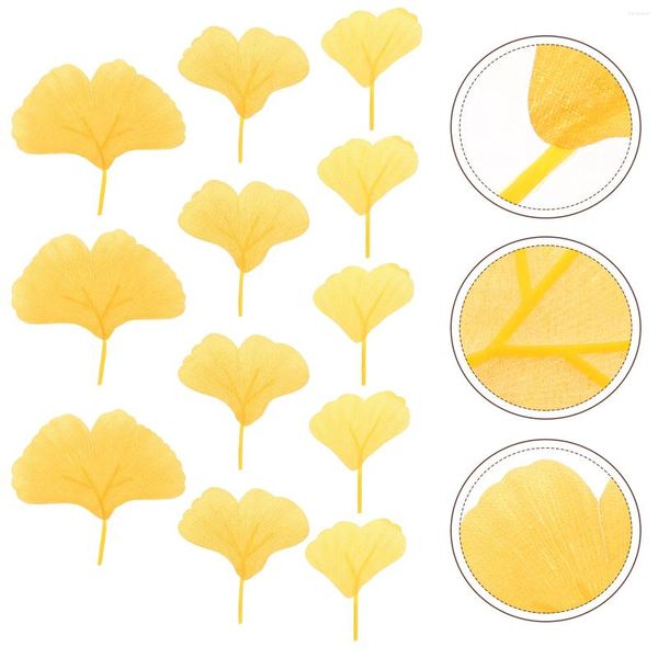 Fleurs décoratives 100 pcs jaune vigne artificielle gloire gloire décor or ginkgo feuilles fournitures de fleur de feuille de feuille de soie fausse pour bricolage