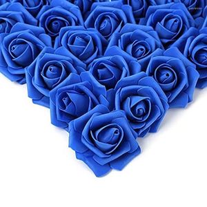 Flores decorativas 100 piezas Faux Rose Heads Real Look Foam Fake Roses para arreglos de boda DIY Baby Shower Holiday Party Home