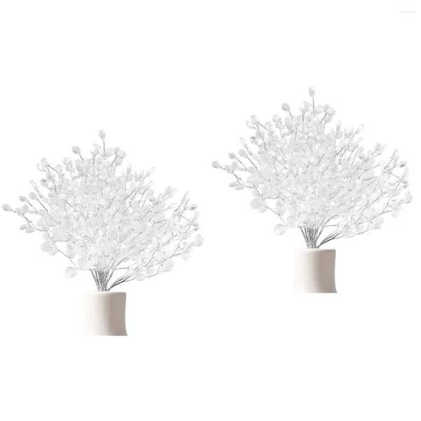 Fleurs décoratives 100 tiges Crystal perles branches vase artificielle guirlande blanche cueillette de mariée
