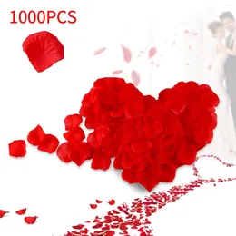 Fleurs décoratives 1000 pcs Red Non-Wovens Rose Pétales pour la Saint-Valentin Romantic Night Wedding Proposition Anniversaire Faute Fleur