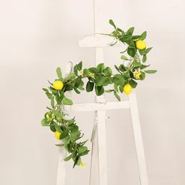 Flores decorativas 100 cm caña artificial guirnalda de ratán decoración aérea colgante semi-hecho a mano colgante pared puerta verde imitación