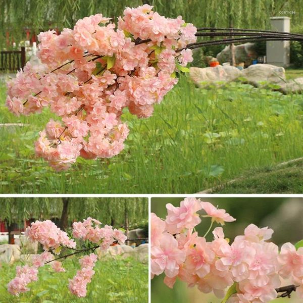 Fleurs décoratives 100 cm Artificiel Cherry Blossom Branch Silk Fake Flower Wedding Party Arrangement Home Garden Decoration Aménagement paysager décoration