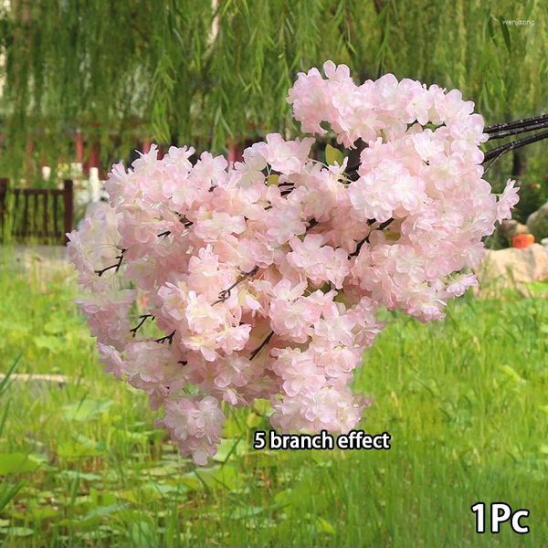 Fleurs décoratives 100 cm Fleur artificielle simulée de fleur de cerise Branche à la maison Party de mariage arc décorations de soie fausses ornements de plantes