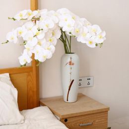 Flores decorativas 100 cm Artificial Nine Head Phalaenopsis Flower Film Feel Orchid Home Decoration Ornament