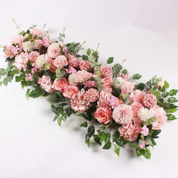 Flores decorativas 100 cm DIY Boda Flower Pared Arreglo Suministros Peonías de seda Rose Rose Decoración de la hilera Archivo de hierro DD3059