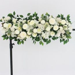 Decorative Flowers 100CM DIY Wedding party Flower Wall Arrangement Supplies Silk Peonies Rose lead Artificial Row Decor Iron Arch Backd 239w
