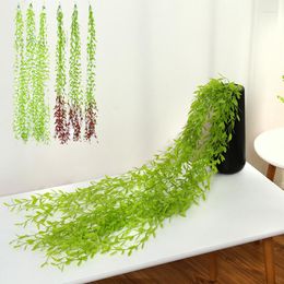 Flores decorativas 100cm hojas de simulación plantas falsas de plástico ratán Artificial hiedra vid hogar jardín boda habitación bastón Decoración