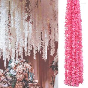 Fleurs décoratives 100 cm Party de mariage Plafond Centres décoration Silk Garland Artificiel suspension Wisteria Fake for Home Garden Decor