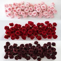 Flores decorativas 100 cm Rose blanca Roda Artificial Flower Decoración de bodas Floral Floral Field Drop Event Decor Ventana