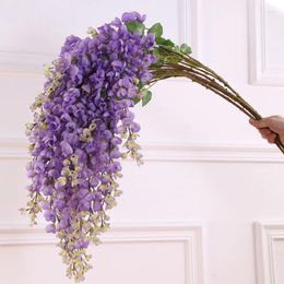 Fleurs décoratives 100 cm branche de glycine avec feuilles pour mariage el hall de fête décoration artificielle fleur indie chambre décor mural floral