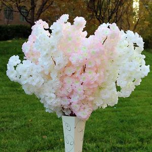 Flores decorativas 100 cm 39 pulgadas flor de cerezo falsa rama de flor Begonia Sakura árbol tallo para evento decoración de boda artificial