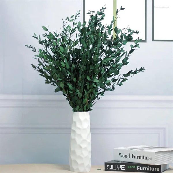 Fleurs décoratives 100g tiges d'eucalyptus séchées vraies plantes conservées feuilles vertes fraîches bricolage arrangement de mariage Boho maison Vase décor