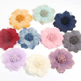 Decoratieve Bloemen 100 Stuks 9 cm 3.6 inch Lotus Chiffon Stof Satijn Kunstmatig Voor Hoofd Trouwjurk Hoeden Hoofdband Broche DIY Home Decor