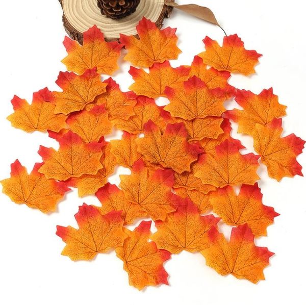 Fleurs décoratives 100 pièces tissu artificiel feuilles d'érable multicolore automne feuille d'automne pour Art Scrapbooking mariage chambre mur fête décor artisanat SN5176