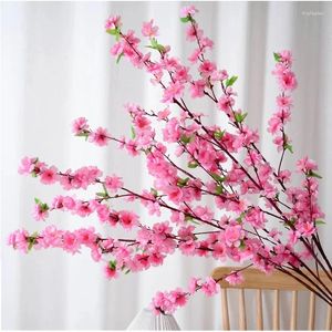 Fleurs décoratives 100 pièces branche de fleur de pêche artificielle printemps prunier cerisier fleur de soie arbre décoration maison mariage bricolage