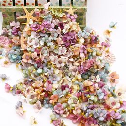Fleurs décoratives 100 pièces têtes de fleurs en soie artificielle mariage noël maison Scrapbooking fausse décoration couronne couronne E4O5