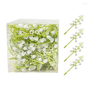 Decoratieve Bloemen 100 stks/doos Kunstmatige Bloemhoofdjes voor DIY Bruiloft Krans Mini Lelietje-van-dalen Fake Home Decor