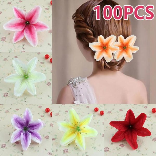 Fleurs décoratives 100pcs fausse fleur de lys soie tête artificielle faux réutilisable