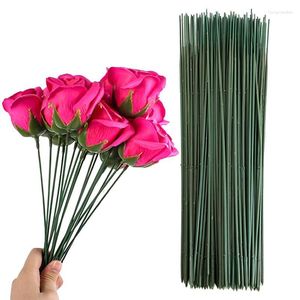 Fleurs décoratives 100 pièces fil Floral vert pour artisanat fleur faisant des accessoires de matériau de tige artificielle décoration de mariage