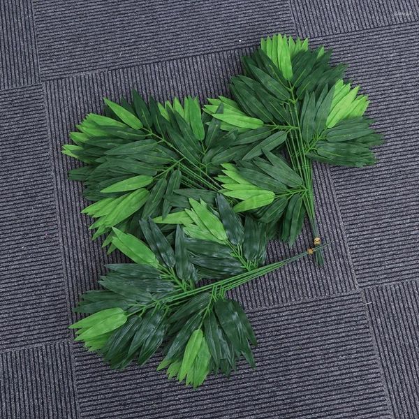 Fleurs décoratives 100pcs en bambou réaliste feuilles de fausses plantes vertes verte pour le bureau à domicile des arbres artificiels décoration intérieur