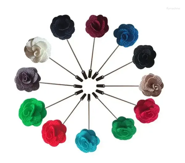 Fleurs décoratives 100pcs / lot à la main invité boutonnière épingles soie rose artificielle marié hommes femmes broche corsage fleur de mariage