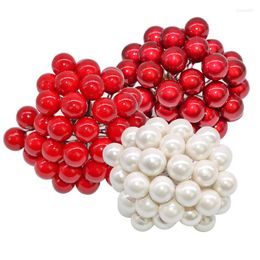 Fleurs décoratives 100pcs / lot Mini Plastique Faux Petites Baies Fleur Artificielle Étamines De Fruits Cerise Perle De Mariage DIY Coffret Cadeau Décoré