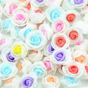 Decoratieve Bloemen 100 stks Mini Foam Rose Kunstmatige Bloemen Boeket Multicolor Bruiloft Decoratie Scrapbooking Nep