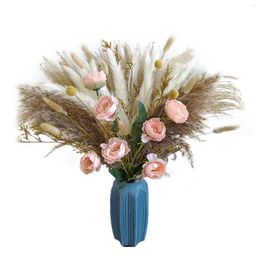 Flores decorativas 100 piezas Pamaps naturales Bouquet Bohemian Fall Decorations Fluffy Phragmites Eternal Wedding Home Decor