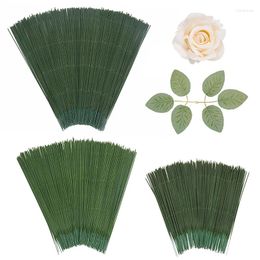 Fleurs décoratives 100pcs / emballage 17/25/30 cm Tiches de fleurs artificielles Rose feuilles bases de fer Tire de fil de fer Diy Soap en papier talon de papier décor