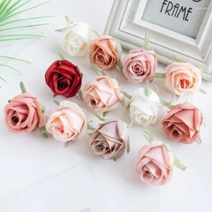 Decoratieve bloemen 100 stcs Pearl Rose Heads Silk Artificial Flower For Home Christmas Wedding Bridal Bouquet Garden Arch Party Diy Gift
