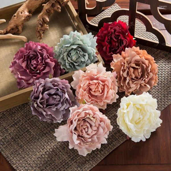 Fleurs décoratives 100 pièces en gros artificielle bricolage couronne de mariage décor de noël maison fleur Arrangement accessoires soie pivoine