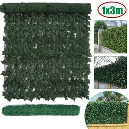 Fleurs décoratives 100x300 cm Écran de clôture de confidentialité artificielle artificielle et de fausse décoration de feuille de vigne pour jardin extérieur