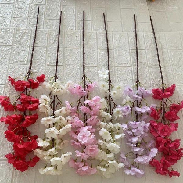 Fleurs décoratives 105 cm Artificiel Cherry Blossom Shopping Mall El Wedding Decoration Set Faute Fleur de soie de plafond