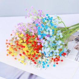 Fleurs décoratives 108 mini têtes de gypsophile 63 cm fleur artificielle de respiration de bébé bricolage décor de mariage arrangement de maison fausses plantes en plastique