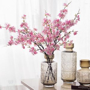 Fleurs décoratives 109cm soie artificielle faux fleur de cerisier longue branche mariage arc fête toile de fond maison mur décor accessoire Po accessoires