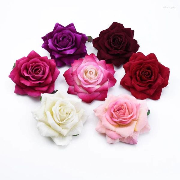 Fleurs décoratives 10 cm Roses de flanelle mariée Holding Material Material décorations de Noël pour la maison Scrapbooking Artificiel